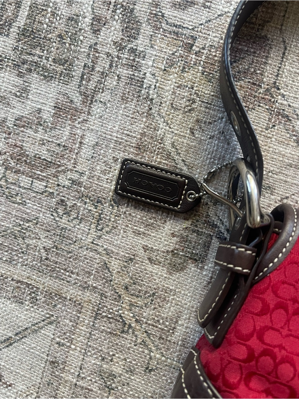 Coach Y2K Red SoHo Hobo Mini Flap Canvas Monogram Bag - Picture 11 of 15